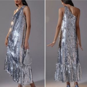 Maeve Anthropologie Sequin One Shoulder Dress